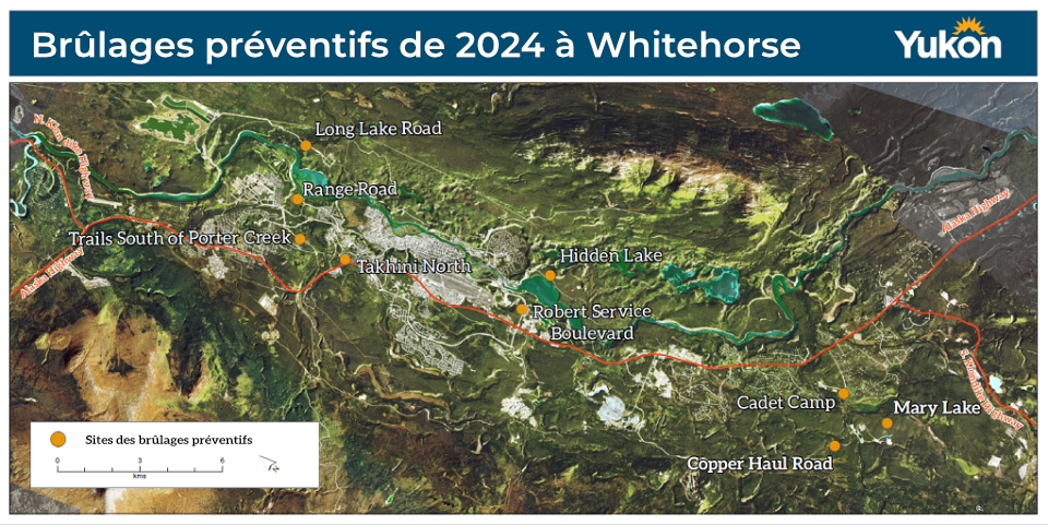 Carte des brûlages préventifs de 2024 à Whitehorse