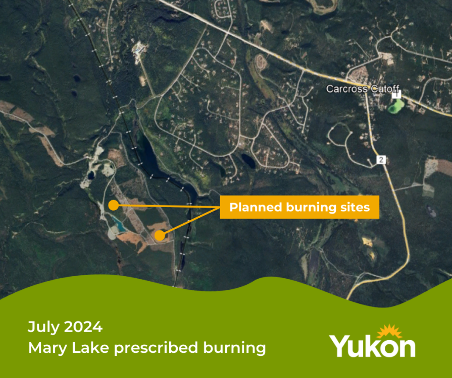 A map showing where prescribed burns could take place behind Mary Lake during the week of July 11, 2024.