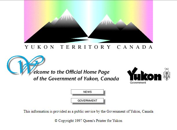 Government of Yukon home page from 1997