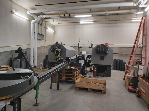 The biomass boiler system under construction at Elijah Smith Elementary School.