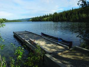 Boat dock at Frenchman Lake Campground, Yukon.